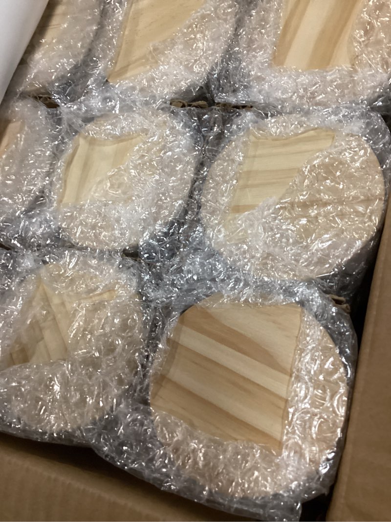 Condition photo showing New/Like New for showin thick candle jars for making candles 12 pcs, 7 oz empty jars with wood lids for candle making, sample container, frosted white frosted white 7oz