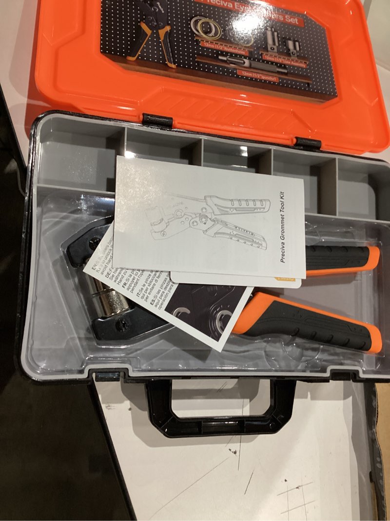 Condition photo showing Good Condition for grommets tool kit with 1/2 inch grommets and carrying case,eyelet punch pliers set, precision dies for canvas, leather, tarps, fabric, and diy repairs 130 pcs each in silver and gold 1/2" & 260