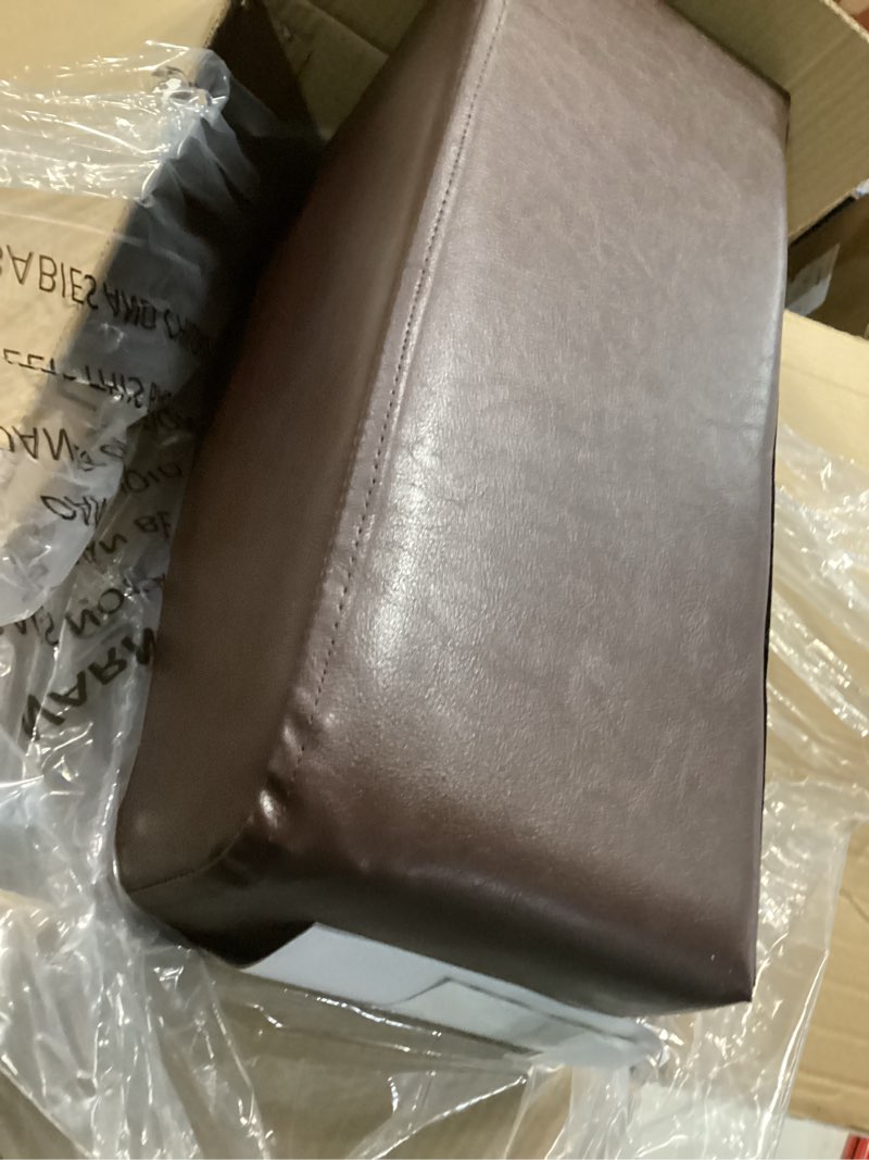 Condition photo showing Good Condition for CAROLMADE Small Foot Stool Ottoman Footstool with Legs Under Desk Footrest for Living Room Bedroom and Office, Dark Brown Dark Brown 11"D x 15.4"W x 8.3"H