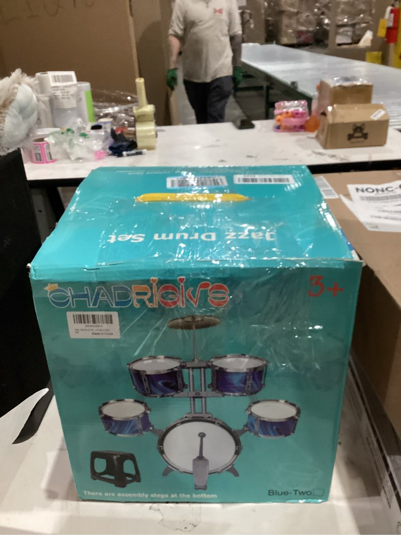 Condition photo showing As Is for Kids Drum Set for Toddlers Musical Jazz Drum with Stool Toys for 3-5 4-6 5-7 Boys Girls Birthday, Re