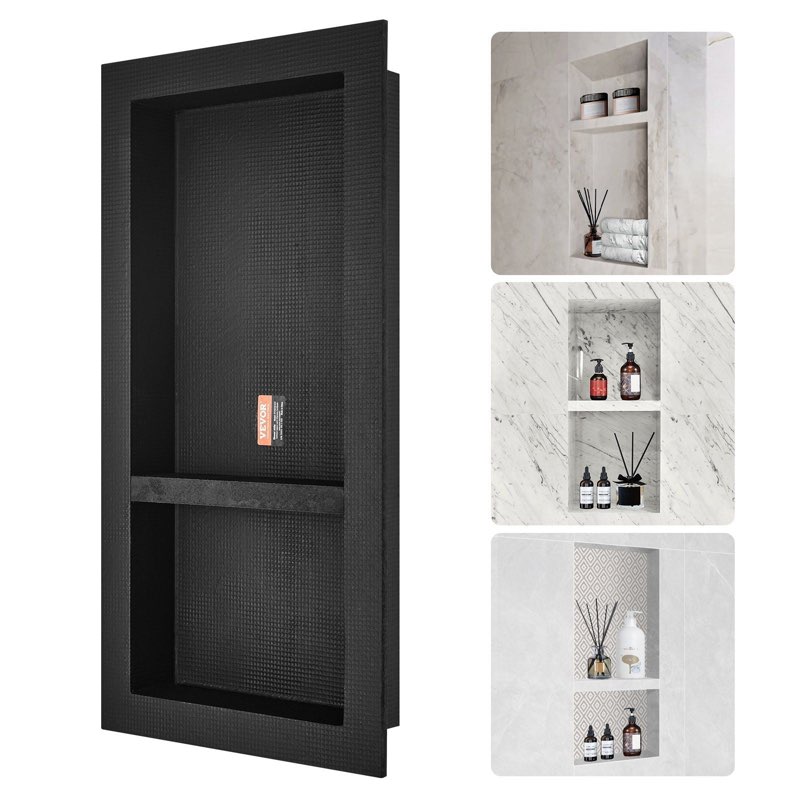 greenspring 16'' x 26'' shower niche insert tile ready, recessed niche for shower wall, built-in dou