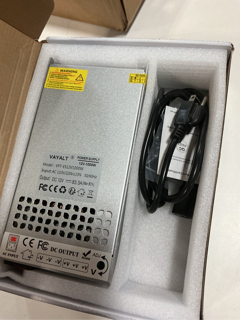 Condition photo showing As Is for vayalt dc 12v 83.3a 1000w switching power supply, 110v/220v ac to dc converter, universal regulated switching, 12v power supply for cctv camera system, 3d printer, led strip, computer project 12v 12v-1000w