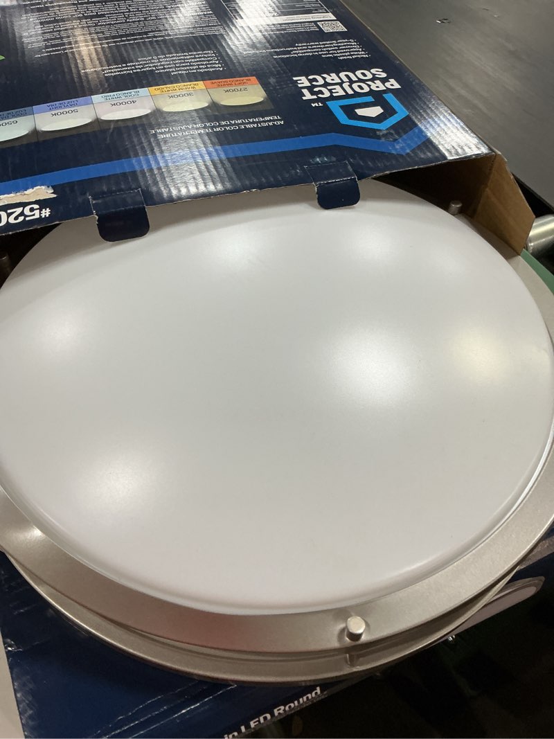 Condition photo showing As Is for project source 1-light satin nickel led flush mount light