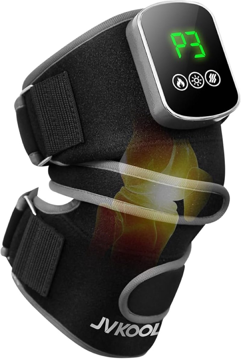 JVKOOL Knee Massager with Heating and Red Light Therapy: Infrared Light Therapy Vibration Moodes Kne