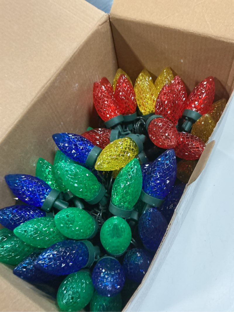 Condition photo showing Good Condition for awq 100led 81 ft c9 christmas string lights plug in fairy twinkle string lights 8 modes timer function waterproof extendable for indoor outdoor wedding party christmas decoration (100, multicolor) 100 multicolor