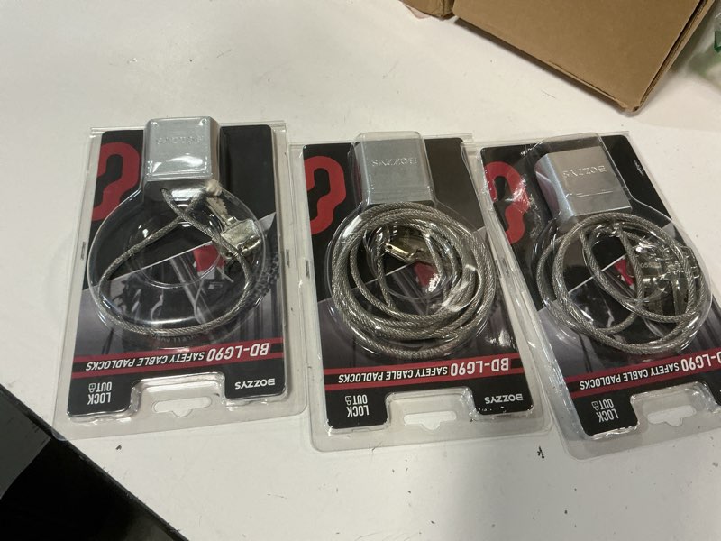 Condition photo showing New/Like New for cable locks 3-pack | keyed alike adjustable cable lock?(1.15ft,3.28ft,6.56ft)/set with 6 same keys for bikes, gate, lockers, gun & outdoor gear | weatherproof & silver silver | 3pack(1.15ft,3.28ft,6.56ft)/set-6 same keys | dia 1/6in(4mm)