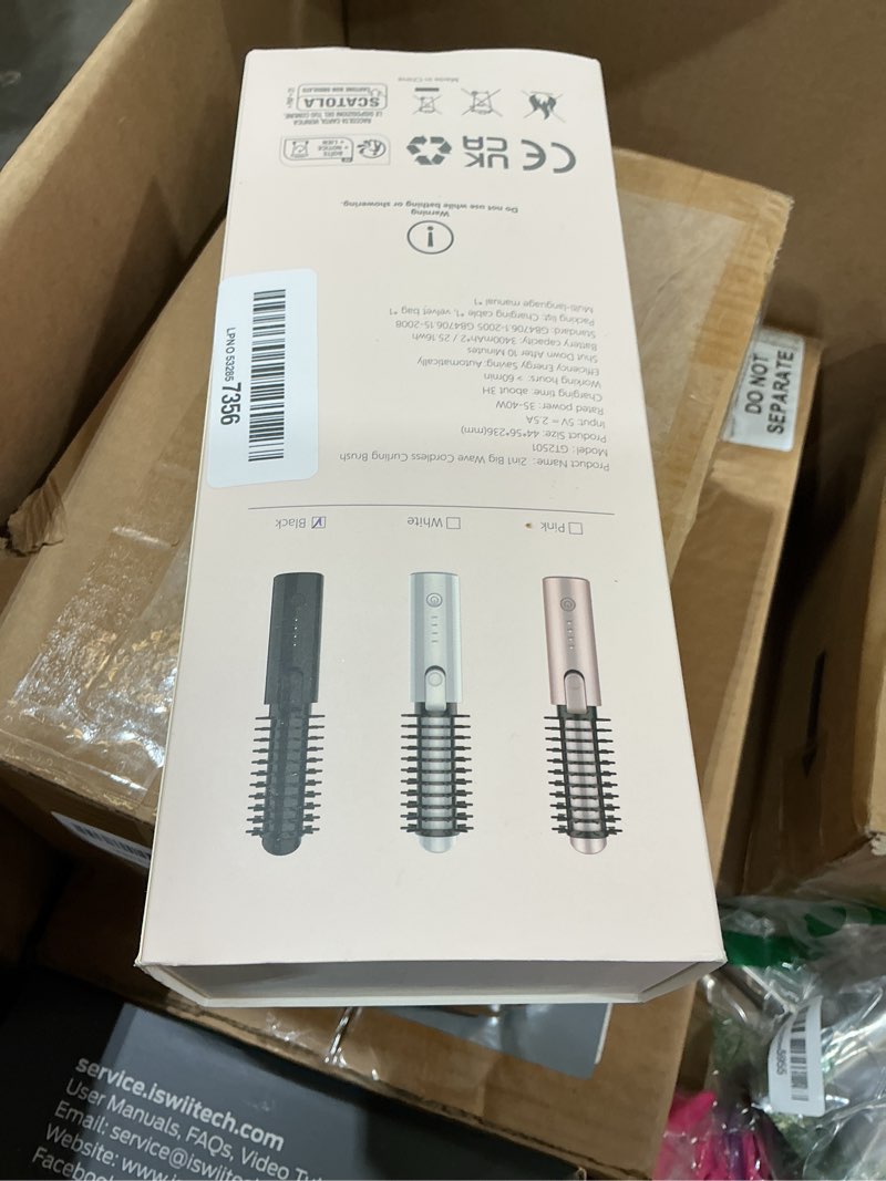 Condition photo showing New/Like New for cordless curling iron rechargeable, 3-in-1 portable hair curler straightener brush, 7000mah with 4 temps, anti-scald & anti-frizz mini curling wand for travel styling (black)