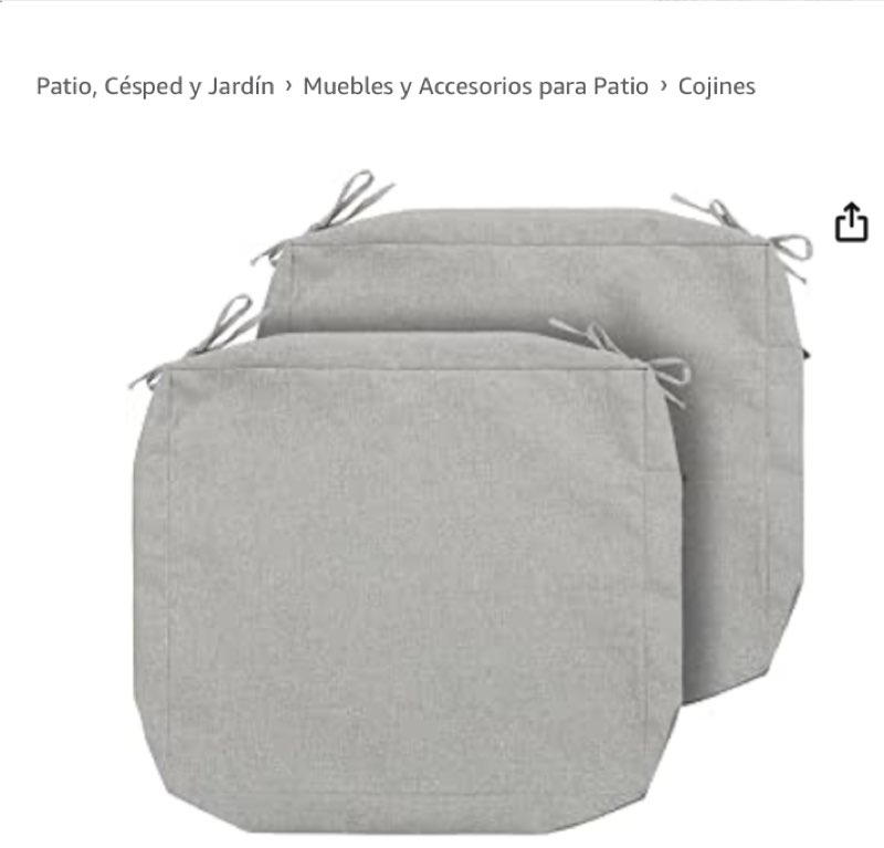 Patio›Cojines Logo de Amazon Prime Disfruta de entrega rápida y gratis, ofertas exclusivas, además de películas y programas de TV galardonados. Únete a Prime US$16.99 Recibe entrega rápida y GRATIS con Amazon Prime Entrega GRATIS el miércoles, 17 de septiembre en pedidos enviados por Amazon de más de $35 O los miembros Prime reciben entrega GRATIS el domingo, 14 de septiembre. Realiza el pedido en 10 hrs 35 mins. Únete a Prime Entrega en Florence 41042 - Actualizar ubicación Solo queda(n) 12 en stock (hay más unidades en camino). Cantidad: Cantidad:1   Agregar al Carrito   Comprar ahora Enviado por Amazon Vendido por fun fabrics Devoluciones Reembolso o reemplazo GRATIS por 30 días Pago Transacción segura Ver más Agregar un recibo de regalo para facilitar las devoluciones Agregar a la Lista  Magpie Fabrics Juego de 2 fundas de cojín para patio (solo funda de repuesto, sin relleno), funda de cojín impermeable para interiores y exteriores con lazos (24 x 24 x 4 pulgadas, gris cálido) Toque la imagen para ampliarla                      Magpie Fabrics Juego de 2 fundas de cojín para patio (solo funda de repuesto, sin relleno), funda de cojín impermeable para interiores y exteriores con lazos (24 x 24 x 4 pulgadas, gris cálido)