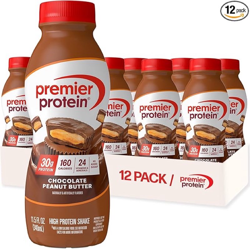 (EXP/10/FEB/2026)Premier Protein Shake, Chocolate Peanut Butter, 30g Protein, No Added Sugar, 24 Vitamins & Minerals to Support Immune Health, 11.5 fl oz, 12 Pack