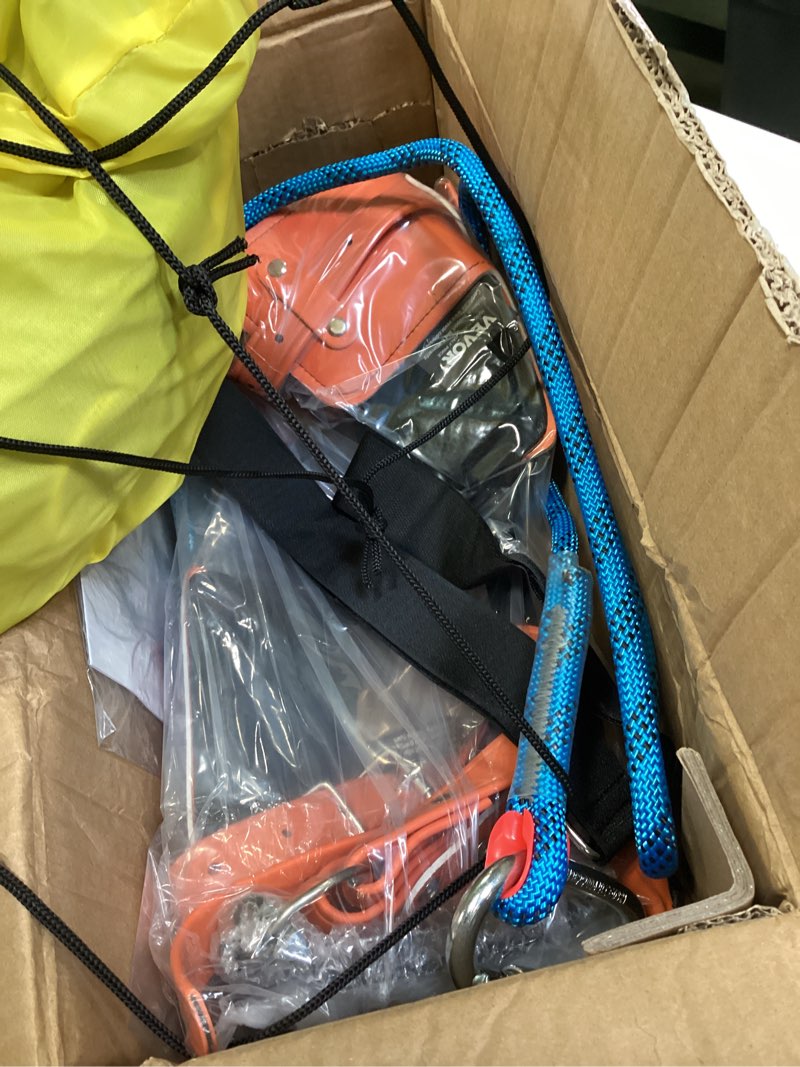 Condition photo showing Good Condition for VEVOR Tree Climbing Spikes Set, 1 Pair Alloy Steel Climbing Spurs with Safety Rope and Safety Harness, 350lbs Load Capacity Tree Climbing Gear, Arborist Equipment for Climbers, Fruit Picking, Orange