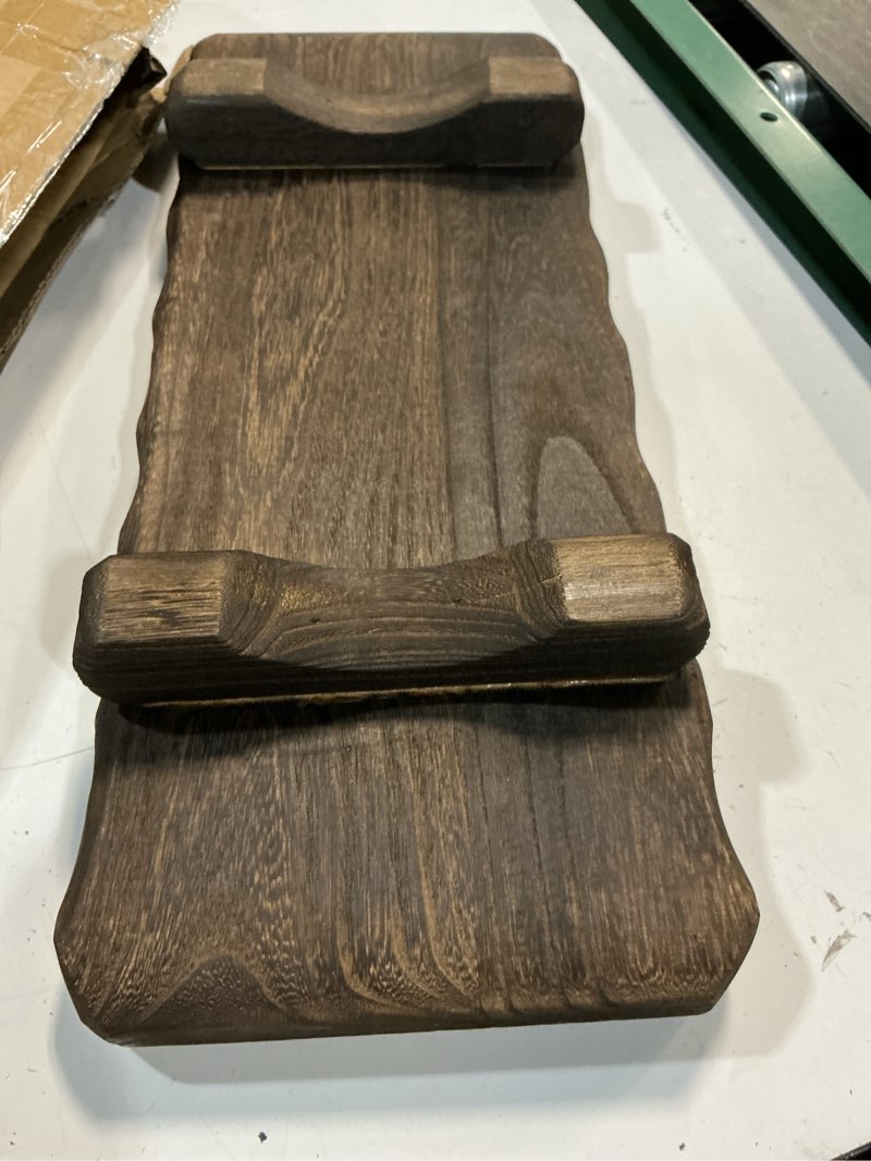 Condition photo showing Good Condition for 22 x 9 inch large decorative found wood board farmhouse wood riser pedestal stand for kitchen bathroom counter, rustic wooden board for plant, jewelry, vanity, candle