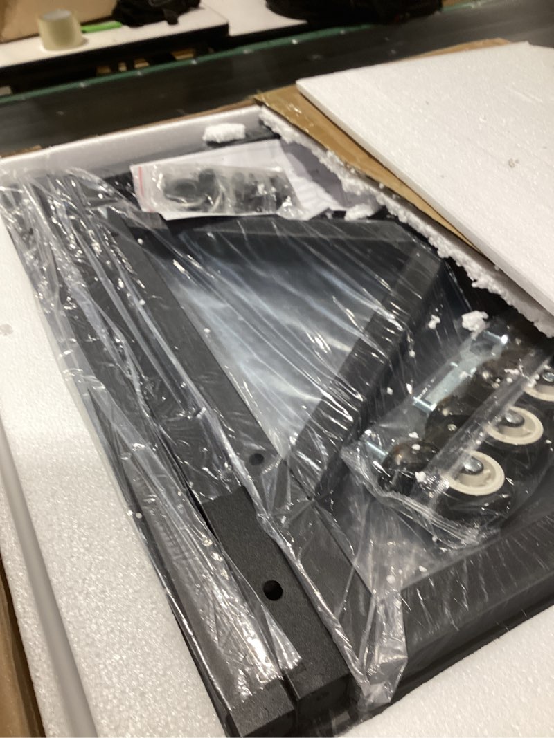 Condition photo showing New/Like New for 2 Tier Large Printer Stand, 23.6 x 23.6 Inches Printer Table with Storage Shelf, Rolling Printer Cart with Industrial Wheels for Home Office (Black)