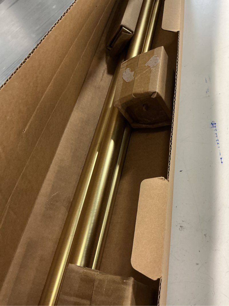 Condition photo showing Good Condition for mode premium collection single curtain rod set with mod doorknob finials - 72 to 144 in, gold