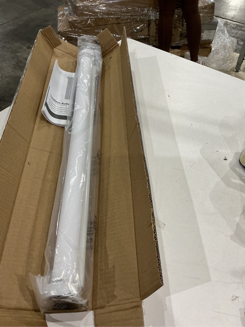 Condition photo showing Good Condition for lazblinds no tools no drill cordless roller shades, light filtering roller blinds for windows, thermal insulated uv protection roll up window blinds and shases, 24'' w x 72'' h, white white-light filtering 24'' w x 72'' h