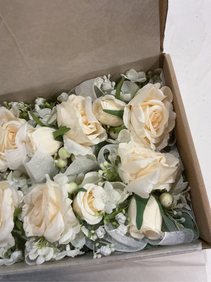 Condition photo showing Good Condition for meldel champagne wrist corsage for bride bridesmaid wedding,set of 6, romantic artificial rose pearls wristband wrist flower for bridal shower ceremony prom party, mother and grand mother wrist flower 6pcs champagne wrist corsage