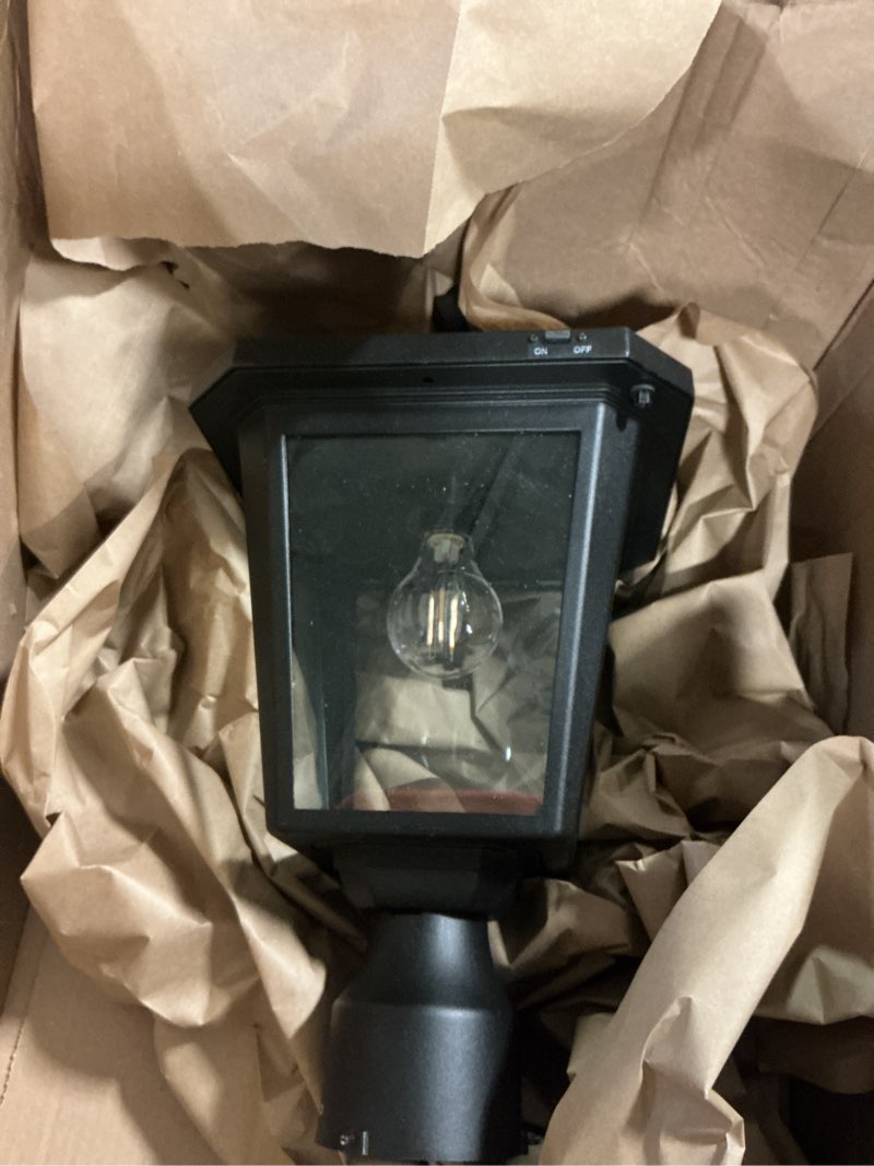 Condition photo showing As Is for Kemeco Solar Post Light Outdoor ST4319Q Cast Aluminum Filament LED with Mounting Base for Pire Pillar Garden Yard Pole Bollard Gates Driveway Pathway Walkway