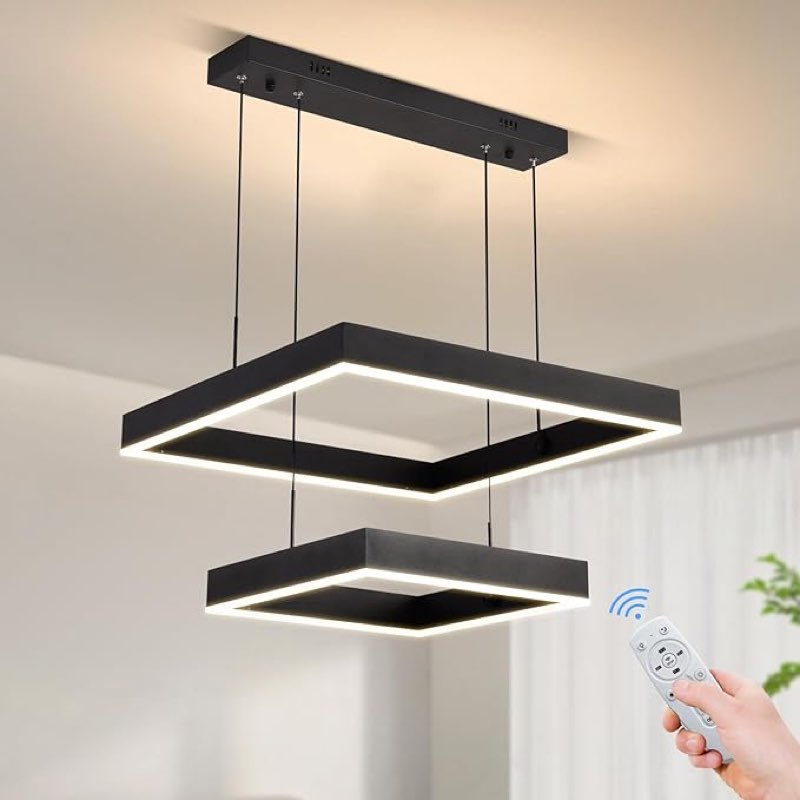 Modern Led Rectangle Chandelier for Dining Room, Dimmable Black Modern Chandelier with Remote, Adjustable Foyer Lighting Fixture Brand: Behsig 4.3 4.3 out of 5 stars    75 ratings
