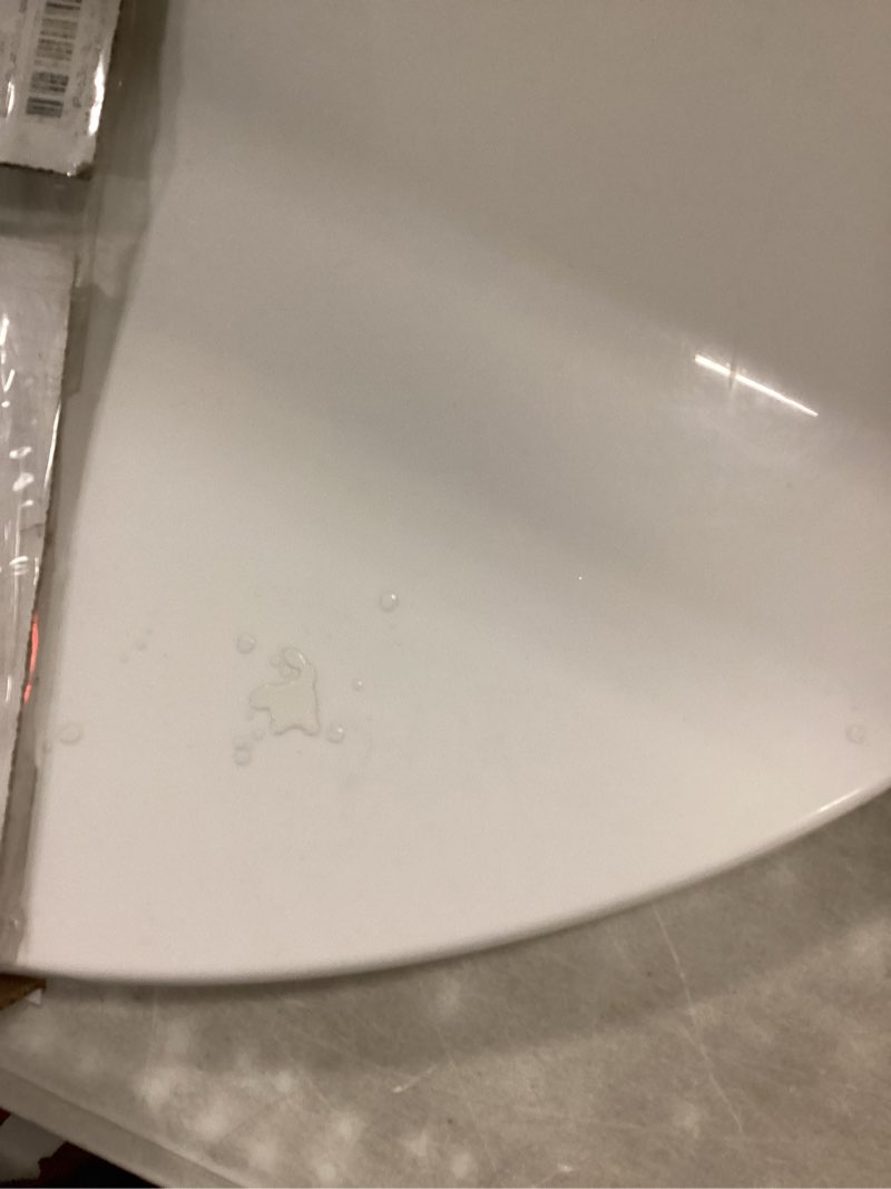 Condition photo showing As Is for kohler 4636-rl-0 cachet readylatch elongated slow close toilet seat, soft close toilet seat quiet lid, contoured grip-tight bumpers installation hardware, apartment essentials, white white elongated ready latch
