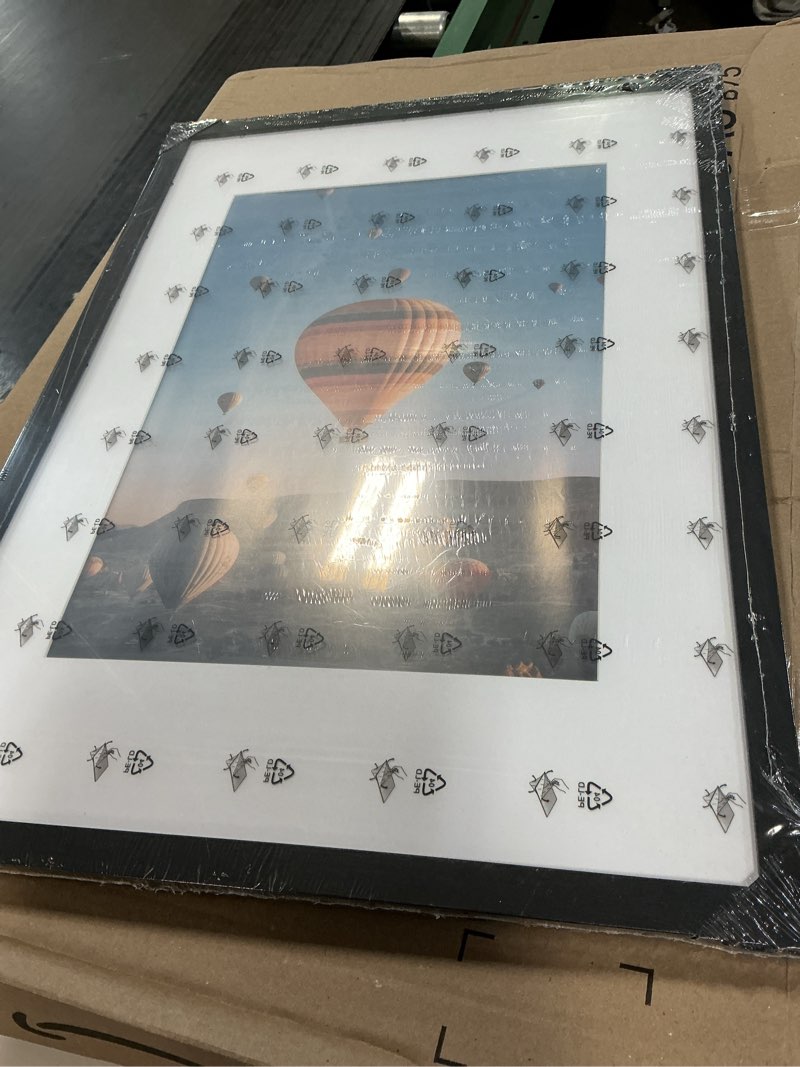 Condition photo showing Good Condition for 16.5x23.4 A2 Picture Frame Black with 11.7x16.5 A3 Mat, Display Photo 11.7x16.5 with Mat or 16.5 x 23.4 Without Mat, Wall Hanging Large Frame with Plexiglass, Black Black 16.5x23.4 inch