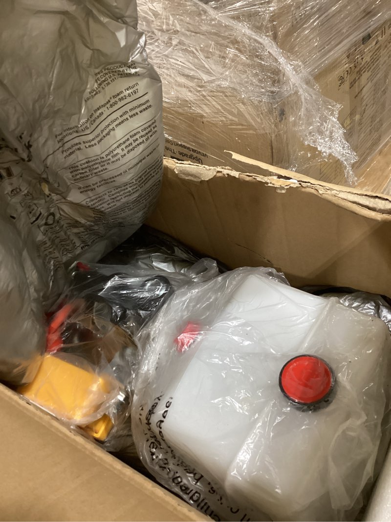 Condition photo showing Good Condition for 4 quart hydraulic power unit, single-acting electric hydraulic pump, dc 12v 3200 psi, plastic reservoir for dump truck & dump trailer hydraulic systems 4 quarts-12v single-acting-plastic