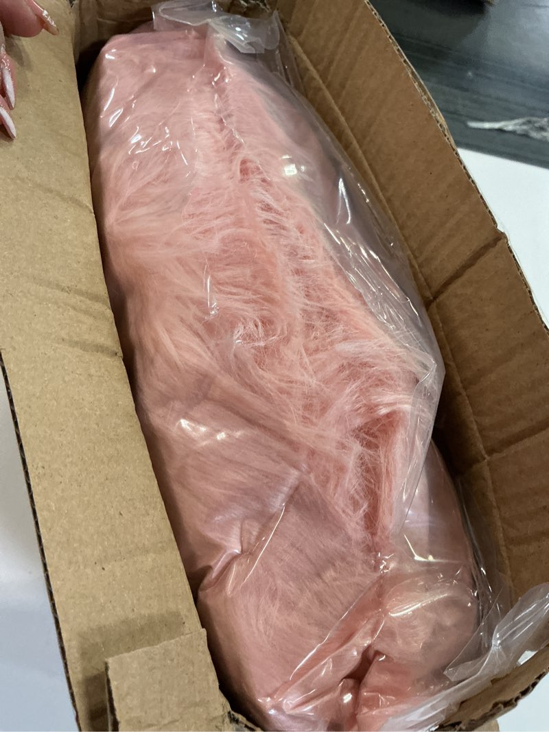 Condition photo showing New/Like New for LOCHAS Soft Fluffy Faux Fur Rugs for Bedroom Bedside Rug 2x4 Feet, Washable, Furry Sheepskin Area Rug for Living Room Girls Room, Luxury Shag Carpet Home Decor, Pink Pink 2' x 4' (Runner)