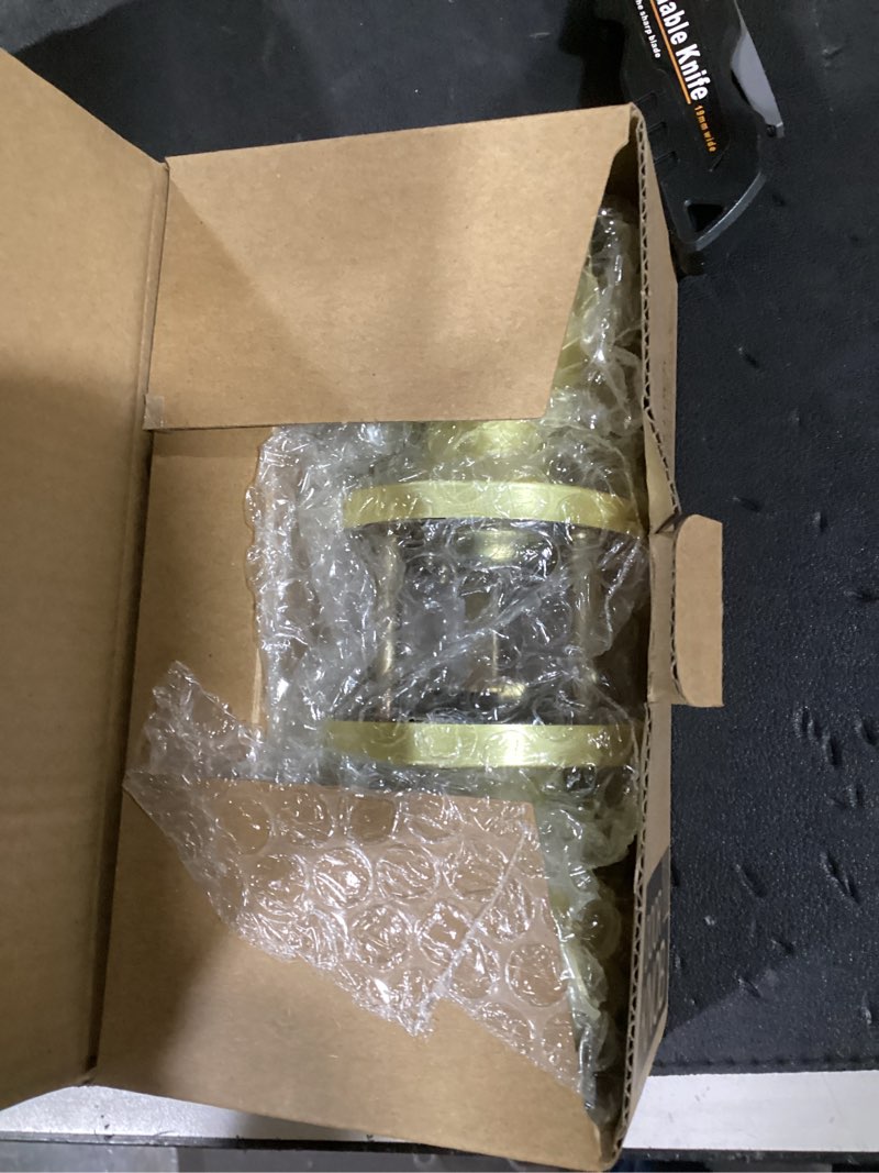 Condition photo showing New/Like New for karlstone 1 pack gold ball door knob, satin brass round front door handle gold entry door lock for right or left handed doors 1 pack entry lock (keyed alike ) satin brass