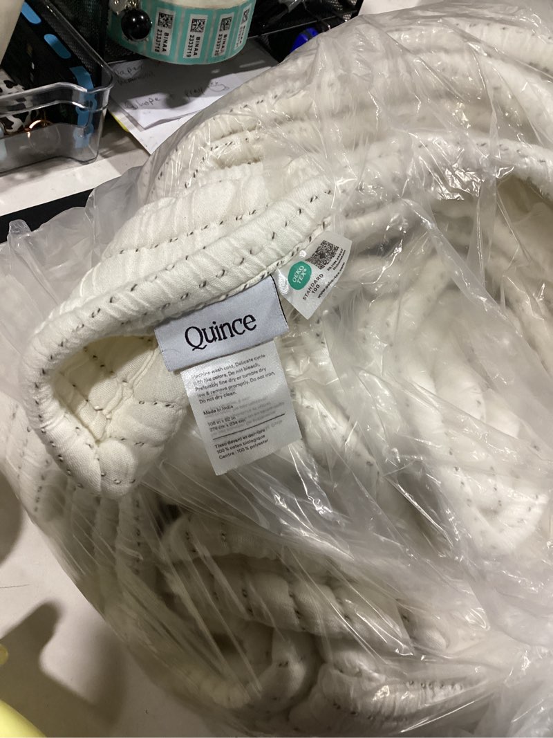 Condition photo showing Good Condition for quince white stiched cotton channel matelasse undyed king sham
