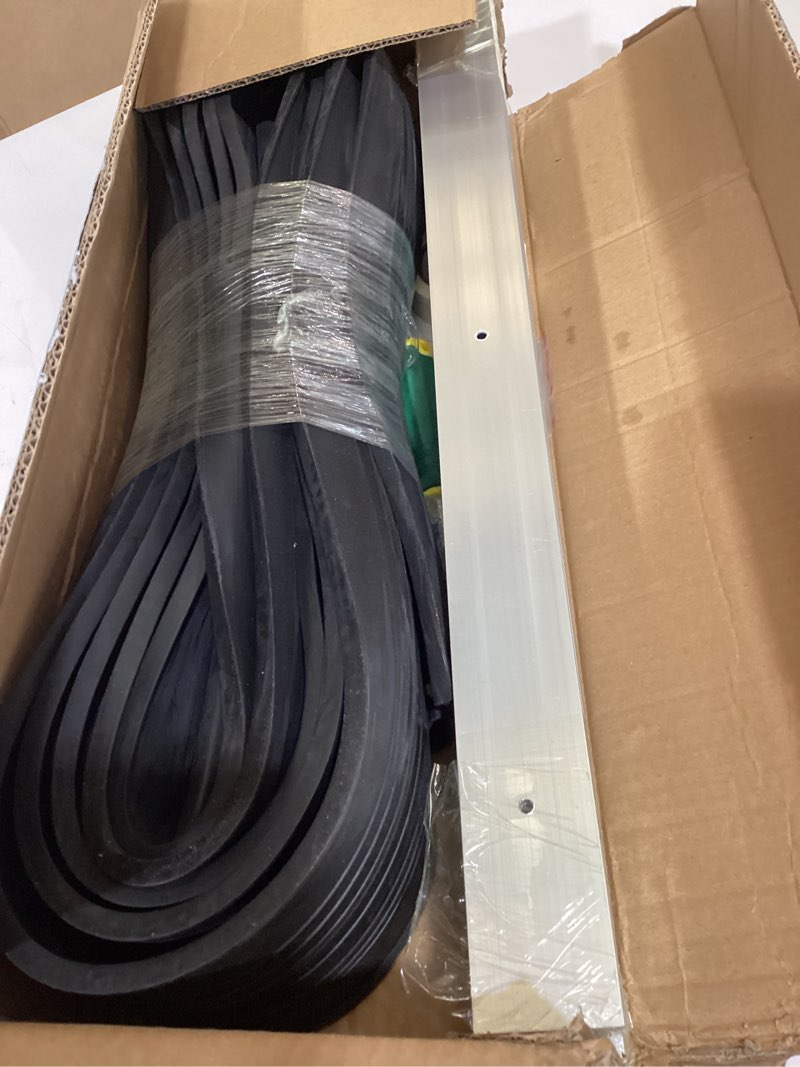 Condition photo showing As Is for garage door seals bottom rubber – 16.5ft epdm weatherproof seal with pre-drilled aluminum track retainer kit, fits 8-20ft doors, rodent proof, noise reducing (1.57" width, black) with aluminum track - 16.5 ft