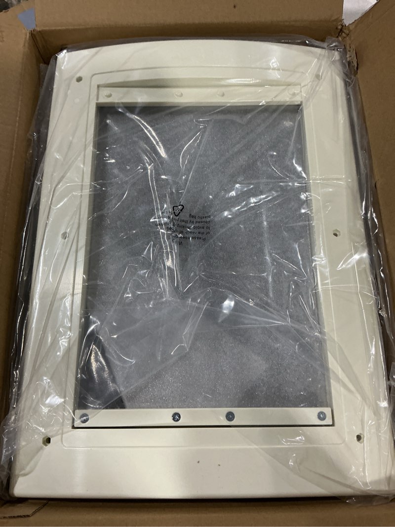 Condition photo showing Good Condition for mestyl Dog Door for Wall, Pet Door, Doggie Door with Telescoping Tunnel, Double Magnetic Flaps and Sliding Lock Panels, 3-Flap Dog Door and Cat Door, Easy to Install, White, Medium