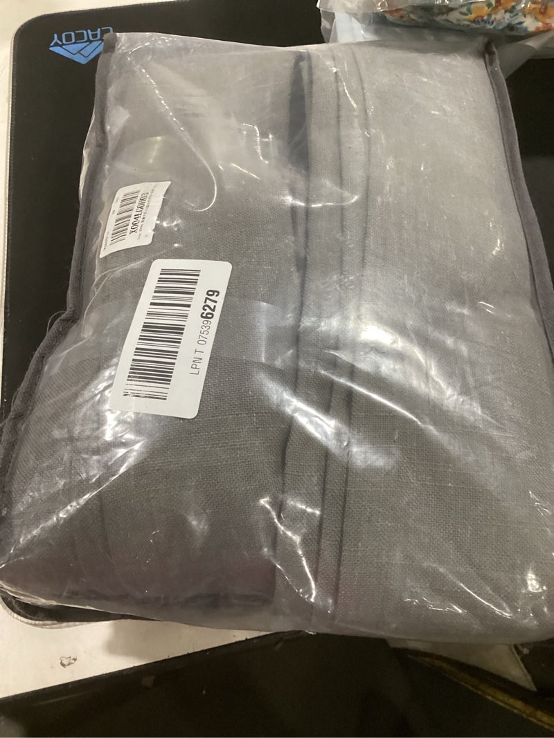 Condition photo showing New/Like New for charcoal grey 84 inch pinch pleated linen curtains 2 panel set for living room thick linen textured drapes 84 inches long pinch pleat drapes semi sheer curtain for dining bedroom dark slate grey charcoal grey 40"w x 84"l (pack of 2)