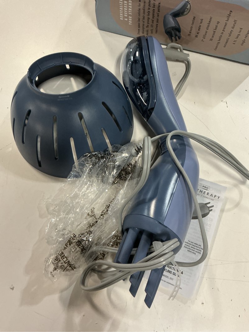 Condition photo showing Good Condition for infiniti pro by conair steam therapy hair steamer, portable styling tool with 7-inch diffuser attachment, 30-second heat-up, penetrating steam for detangling, reshaping, and volumizing curls, blue