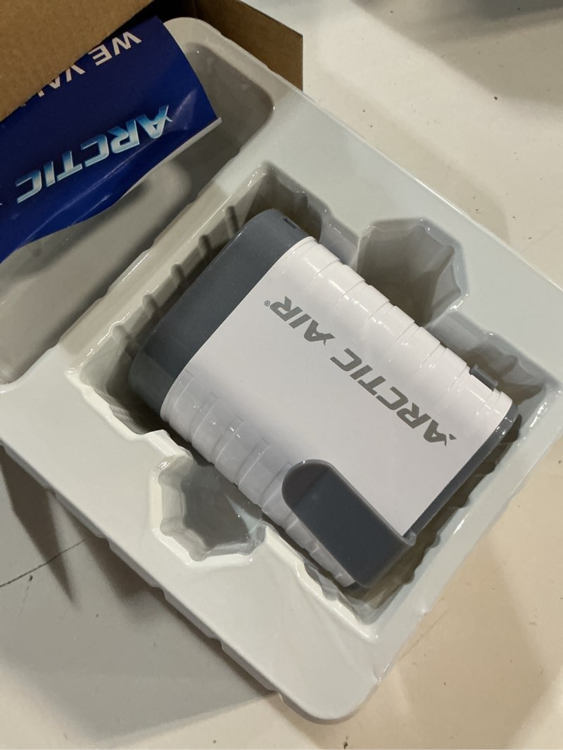 Condition photo showing As Is for arctic air® breeze jet, wearable air cooler, portable clip on fan, usb rechargeable, 3 speeds