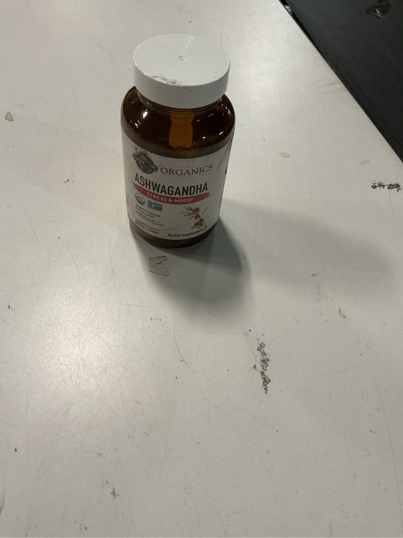 Condition photo showing Good Condition for (Best used by 03 / 2026 )Garden of Life Organic Ashwagandha Supplement with Probiotics & Ginger - Stress, Mood & Energy Support, Vegan, Gluten Free, Non GMO, 2 Month Supply, 60 Tablets