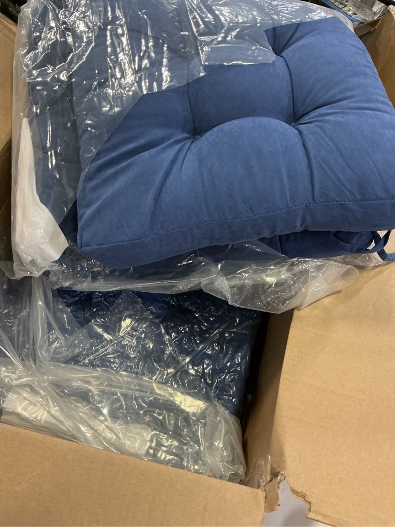 Condition photo showing Good Condition for juexica 4 sets outdoor patio chair cushions seat high back tufted pillow replacement rocking chair cushions pads for patio summer seasonal indoor home office (navy blue) navy blue 17 x 17 inch
