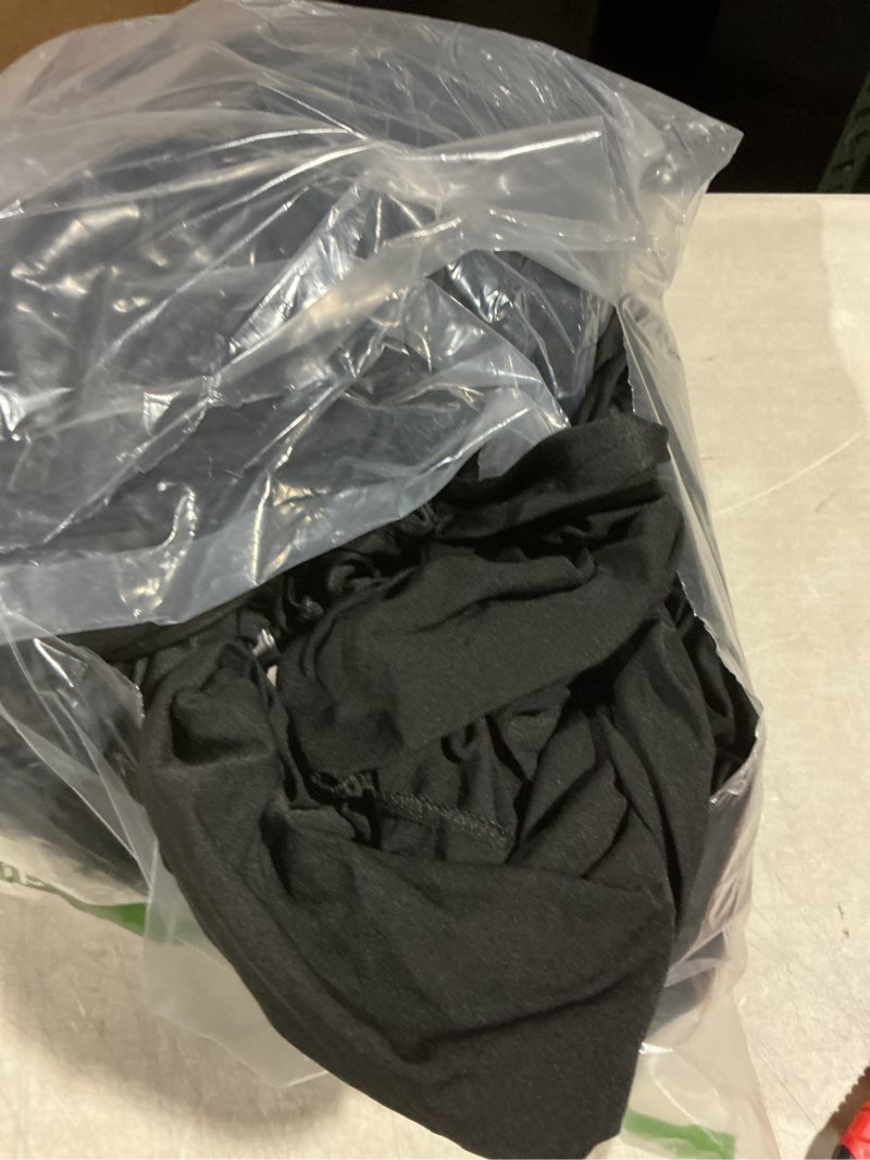 Condition photo showing As Is for pureegg spandex tablecloth 6ft - 6 pack, fitted and stretch table cover for rectangle tables, wrinkle-resistant and secure fabric for outdoor, picnic, party, wedding, banquet and birthday, black black 6 ft - 6 packs