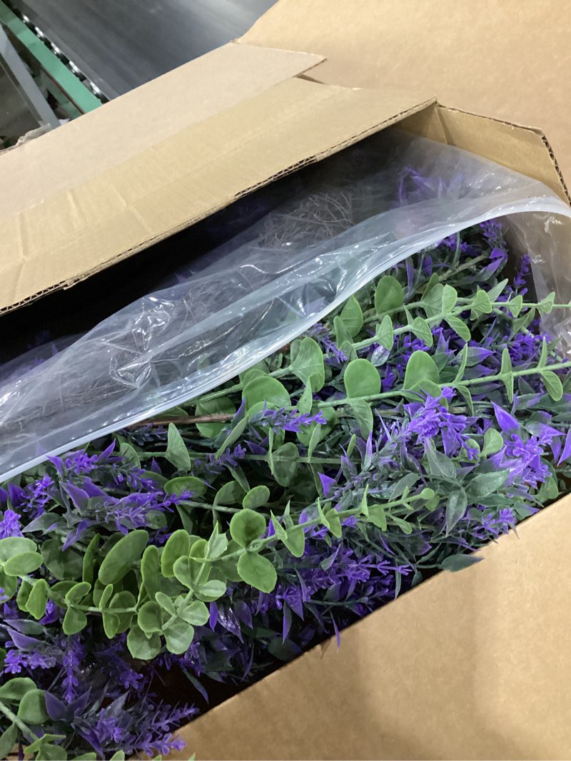 Condition photo showing Good Condition for 32" lavender & eucalyptus wreath for front door, porch, window - large artificial greenery outdoor wreath for home, farmhouse decor - spring, summer, fall, all seasons (purple)