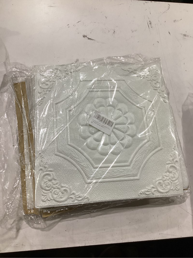 Condition photo showing New/Like New for elffloor ceiling tiles peel and stick waterproof 3d foam self-adhesive flower ceiling sticker 13.8 in×13.8 in, pack of 16, covering 21 sq.ft for roof and wall