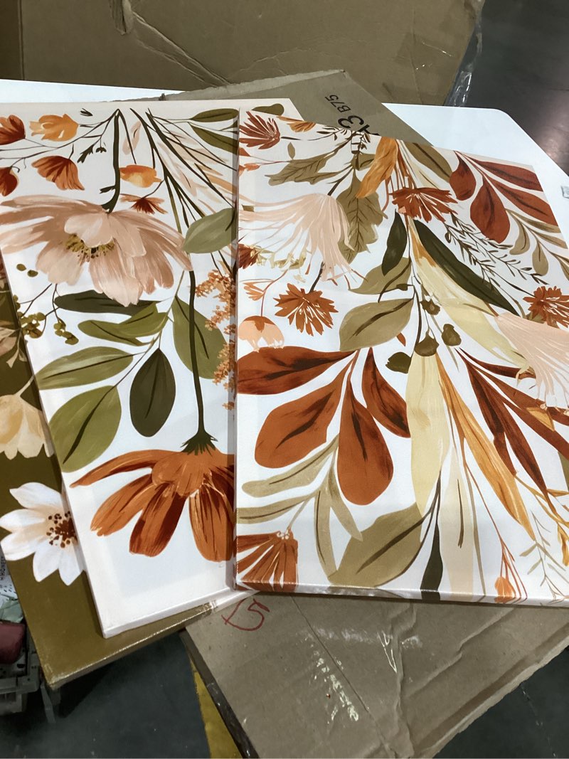 Condition photo showing Good Condition for coyikc 3pcs boho canvas wall art green botanical print floral wall decor pictures earth tones plants flowers neutral painting aesthetic artwork 3 piece wall decoration ready to hang size 16" x 24" canvas 24l"x16w"
