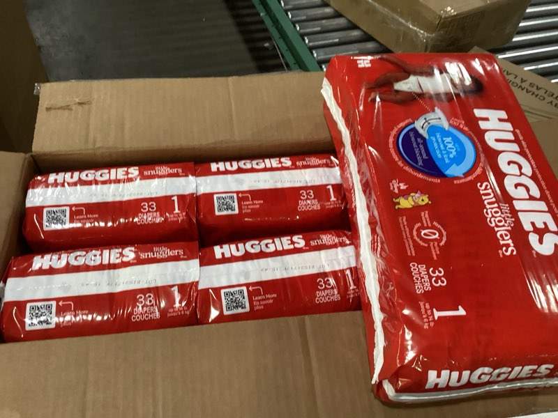 Condition photo showing New/Like New for Huggies Size 1 Diapers, Little Snugglers Diapers, Size 1 (8-14 lbs), 198 Count (6 Packs of 33), Packaging May Vary