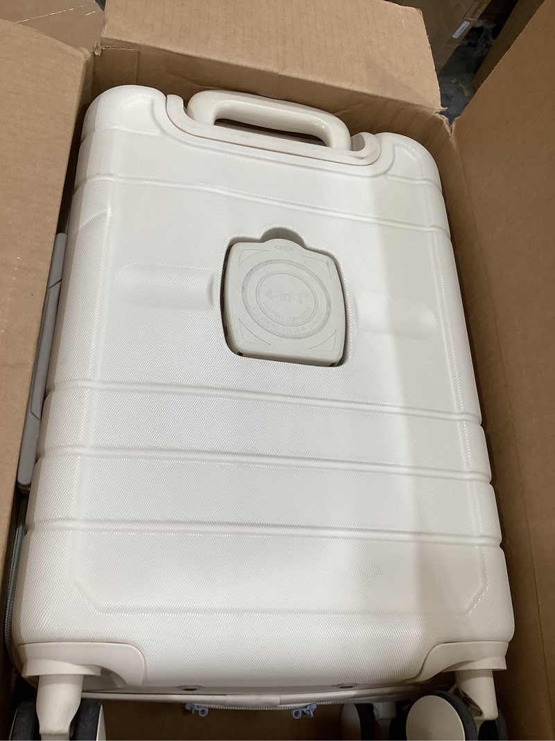 Condition photo showing As Is for french connection st. martin carry-on luggage with cup holder/usb ports, whitecap gray, 15.4 x 9 x 22 inches