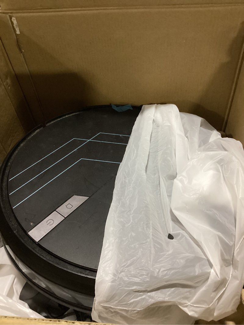 Condition photo showing As Is for robot vacuum and mop combo, robot vacuum cleaner with bagless self emptying station, 18000pa suction, lidar navigation, ideal for pet hair, carpet & hard floor, compatible with app/alexa/voice control
