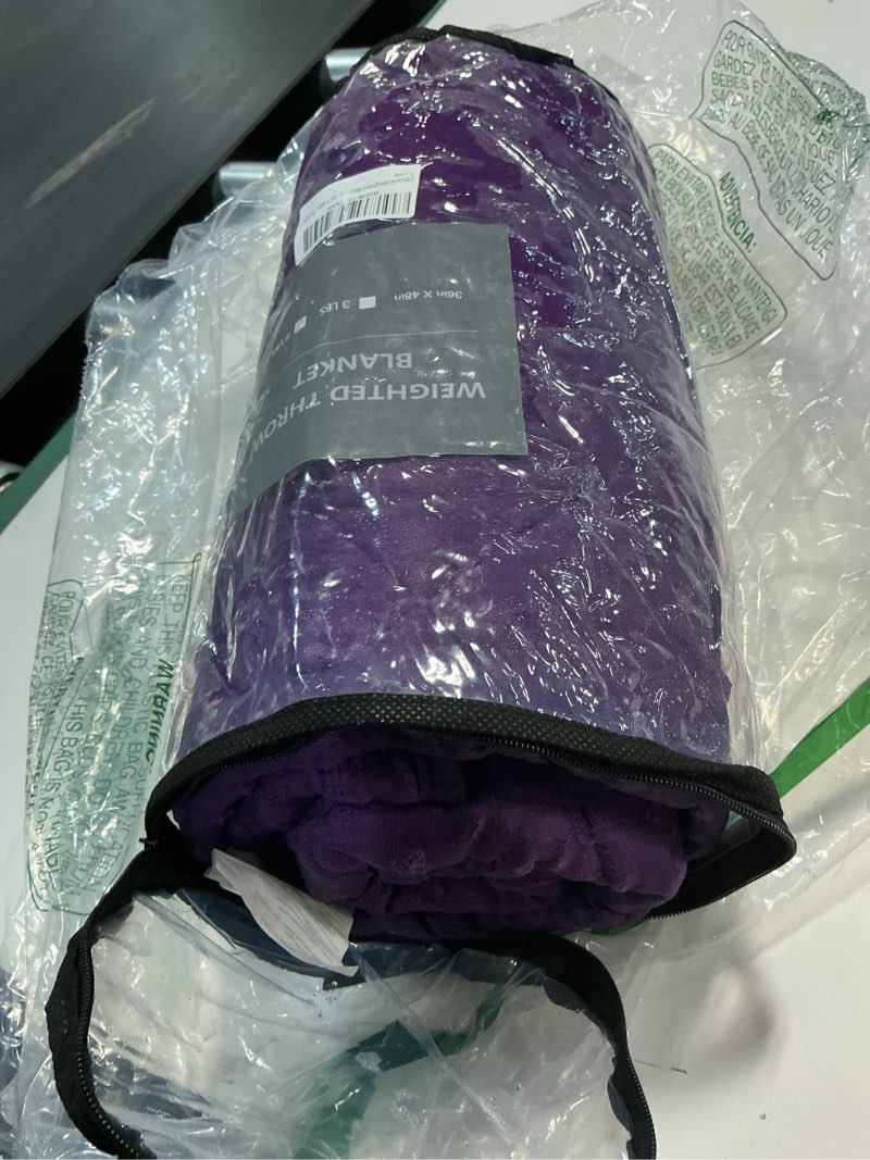 Condition photo showing As Is for yescool purple weighted blanket 5 pounds, blanket gifts for girls, small weighted throw blankets washable heavy blankets, winter weighted comforter for 40-70lbs, 36 * 48in 36*48-5lbs purple