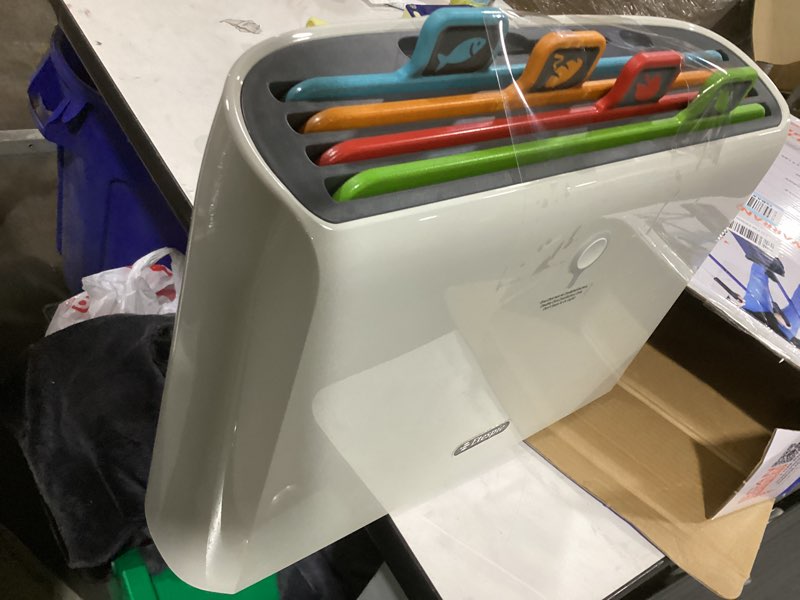 Condition photo showing As Is for Smart Cutting Board and Knife Set,Self Cleaning Cutting Board and Knife Set with 4 Stainless Steel Knives,4 Color Coded Cutting Boards 4 Cutter 4 Boards Colorful