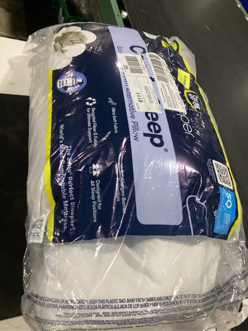 Condition photo showing As Is for serta perfect sleeper comfy sleep eco-friendly bed pillow standard/queen (2 pk)