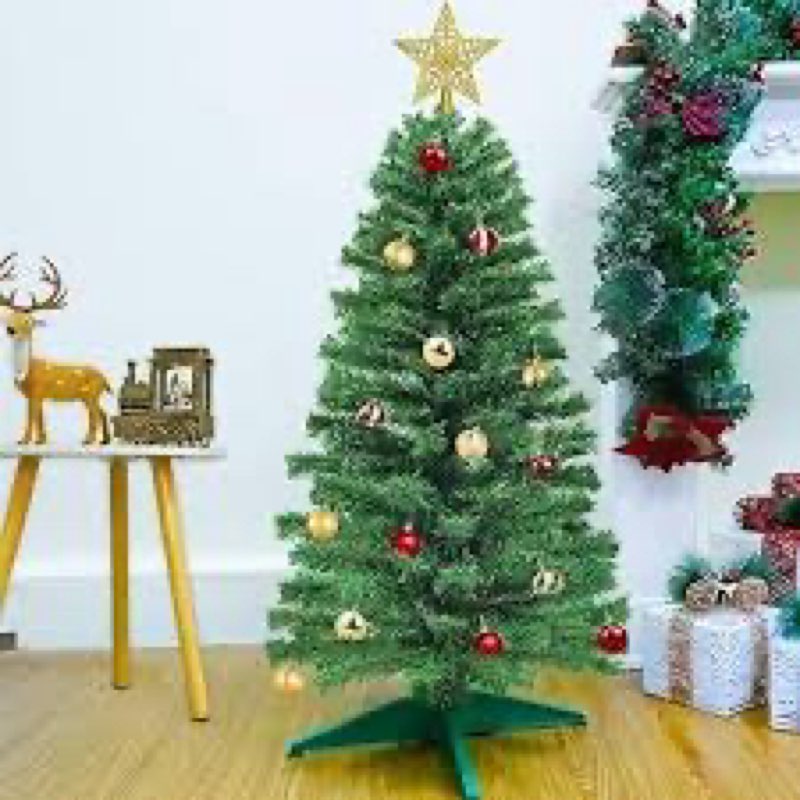 TURNMEON Remote Control 8 Modes 3 Ft Christmas Tree with Lights Timer 15 DIY Ball Ornament 50 Warm L