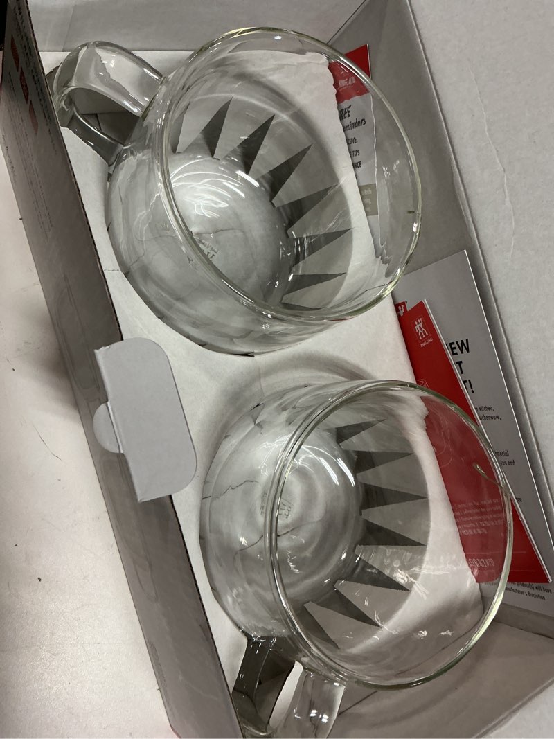 Condition photo showing Good Condition for zwilling sorrento plus 2-pc double-wall glass cappuccino mug set clear cappuccino