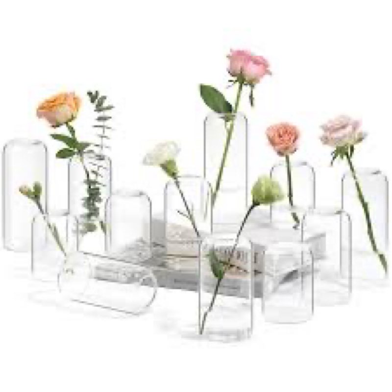 ComSaf Small Flower Vase Set of 12, Glass Bud Vases in Bulk, Clear Vases for Flower, Decor Centerpie