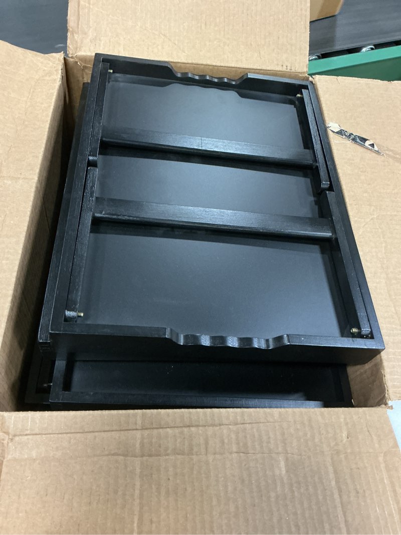 Condition photo showing Good Condition for Bed Tray Table with Folding Legs, Bamboo Breakfast in Bed for Kitchen Serving Tray, Sofa, Eating, Used As Laptop Desk Snack Tray (6 Pack, Black Color)