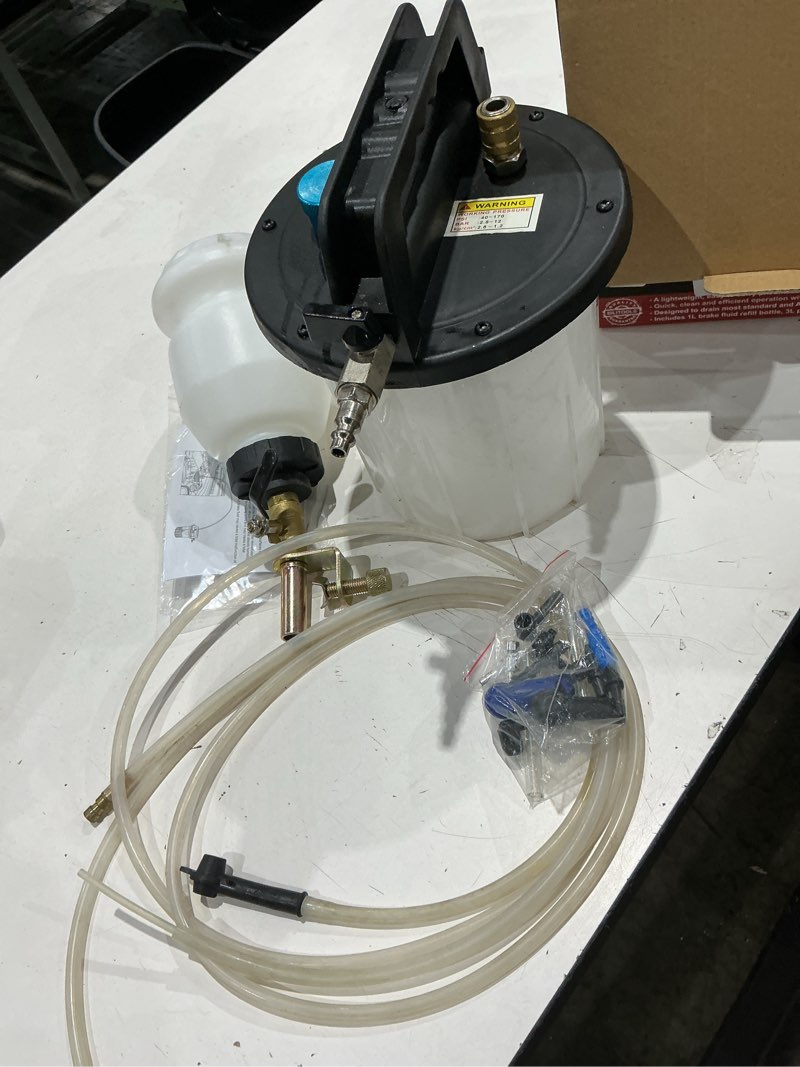 Condition photo showing As Is for bilitools 3l brake bleeder vacuum pump kit air compressor, universal one person pneumatic brake system clutch fluid bleeding extractor tool with adapters & 1l refilling bottle