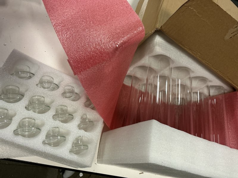 Condition photo showing Good Condition for 12 Set Glass Hurricane Candle Holders 11.8" Open Ended Glass Candleholder Tube Shape Bottomless and 